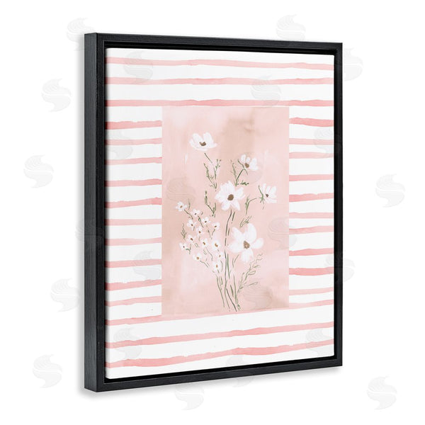 Stupell Industries Lucille Price | White Cosmos On Pink Stripes Wall Art