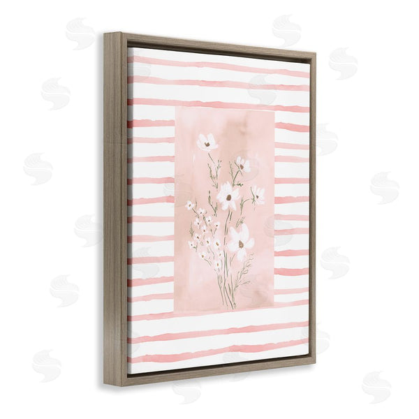 Stupell Industries Lucille Price | White Cosmos On Pink Stripes Wall Art