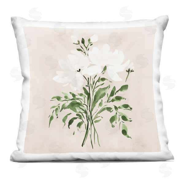 stupell industries Lucille Price | White on Tan Floral Throw Pillow
