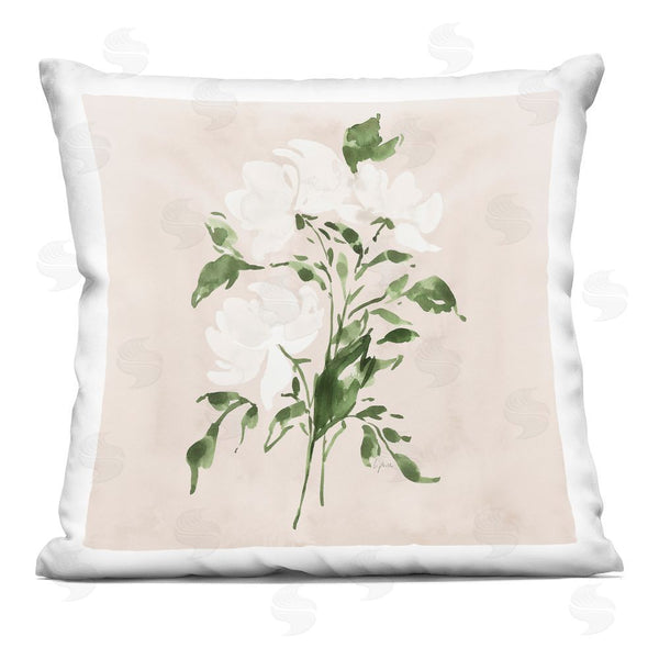 stupell industries Lucille Price | White on Tan Flower Throw Pillow