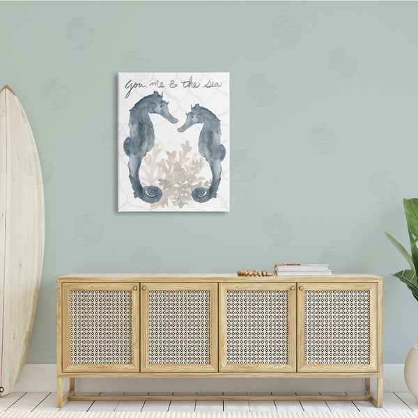 Stupell Industries Lucille Price | You Me The Sea Phrase Soft Aquatic Seahorses Wall Art