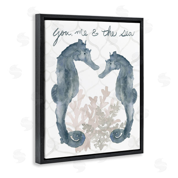Stupell Industries Lucille Price | You Me The Sea Phrase Soft Aquatic Seahorses Wall Art
