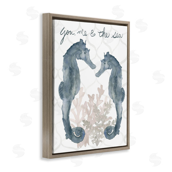 Stupell Industries Lucille Price | You Me The Sea Phrase Soft Aquatic Seahorses Wall Art