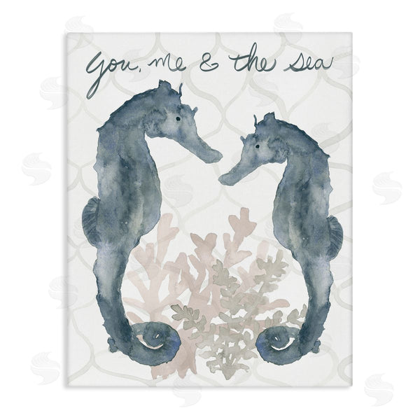 stupell industries Lucille Price | You Me The Sea Phrase Soft Aquatic Seahorses Wall Art