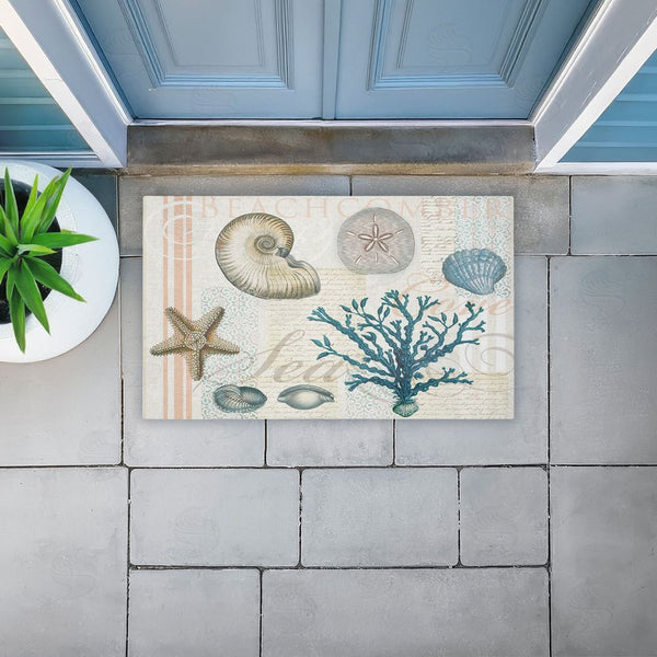 Stupell Industries Lula Bijoux & Co. | Beachcomber Vintage Sea Collage Non-Woven Door Mat