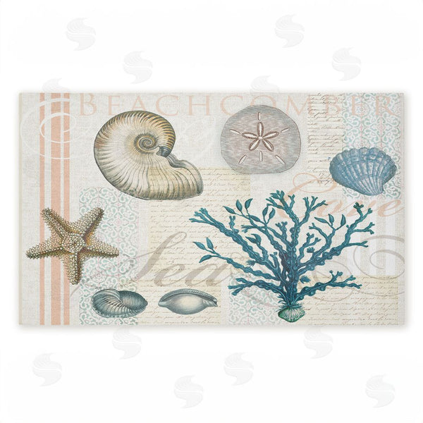 stupell industries Lula Bijoux & co. | Beachcomber Vintage Sea Collage Non-Woven Door Mat