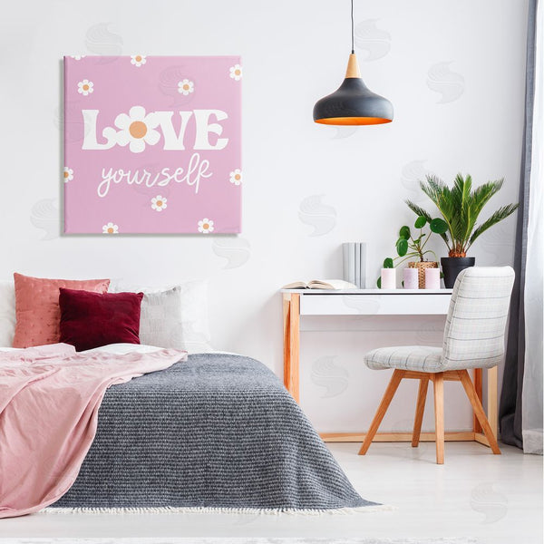 Stupell Industries Lula Bijoux & Co. | Love Yourself Pink Daisies Phrase Wall Art