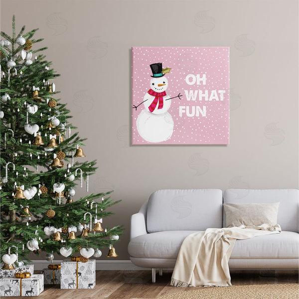 Stupell Industries Lula Bijoux & Co. | Oh What Fun Pink Snowman Wall Art