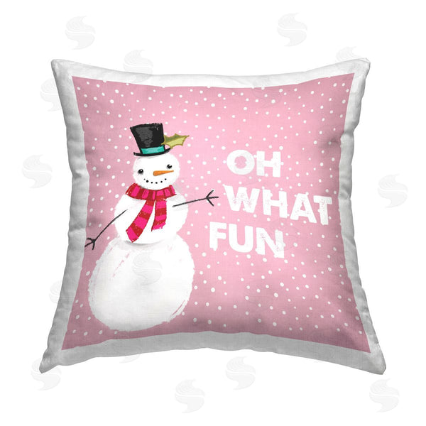 stupell industries Lula Bijoux & co. | Oh What Fun Winter Snowman Printed Throw Pillow