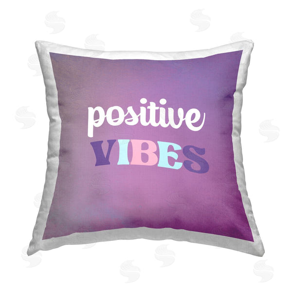 stupell industries Lula Bijoux & co. | Positive Vibes Purple Phrase Printed Throw Pillow