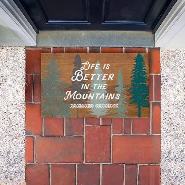 Stupell Industries Lula Bijoux & Co. | Retro Rustic Better In Mountains Non-Woven Door Mat