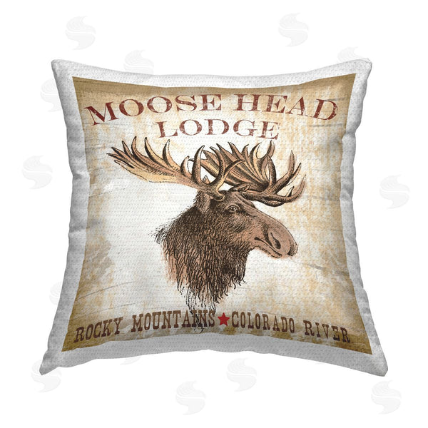 Stupell Industries Lula Bijoux & Co. | Rustic Moose Head Lodge Printed Throw Pillow
