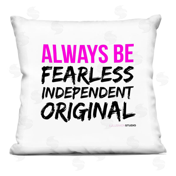 stupell industries lulusimonSTUDIO | Always Be Fearless Original Phrase Printed Throw Pillow