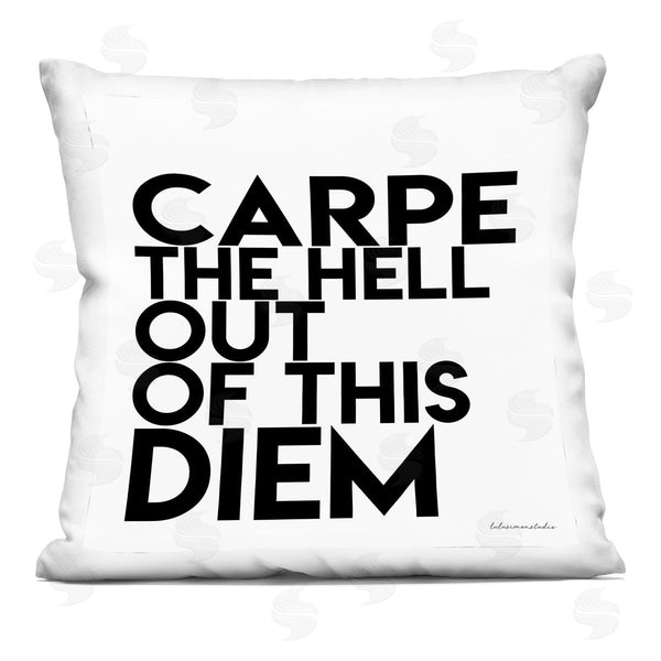 stupell industries lulusimonSTUDIO | Carpe Out Of Diem Humor Printed Throw Pillow