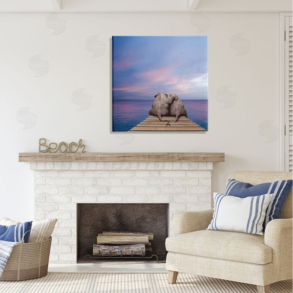 Stupell Industries Lund Roeser | Elephants Cuddling On Dock Wall Art