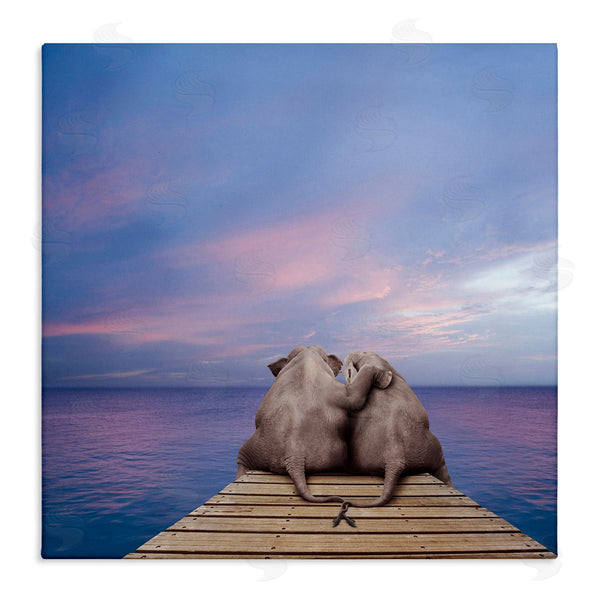 stupell industries Lund Roeser | Elephants Cuddling on Dock Wall Art