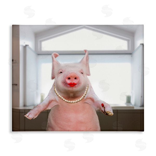 stupell industries Lund Roeser | Glam Pig in Lipstick Wall Art