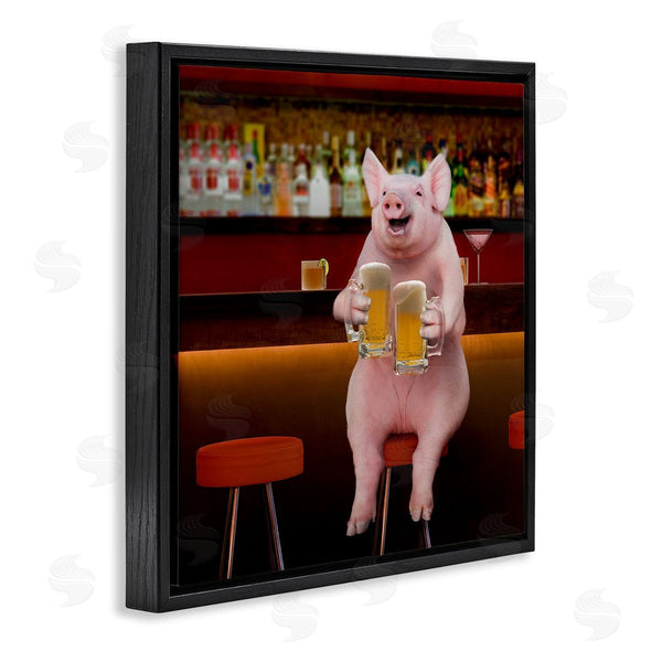 Stupell Industries Lund Roeser | Pig On Pub Bar Stool Wall Art