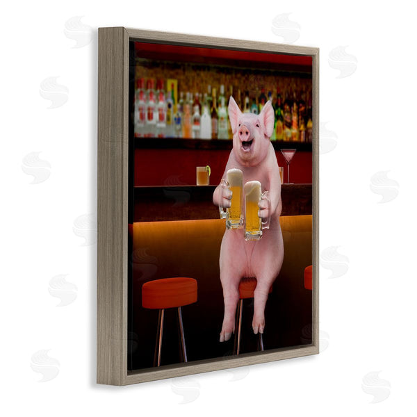Stupell Industries Lund Roeser | Pig On Pub Bar Stool Wall Art