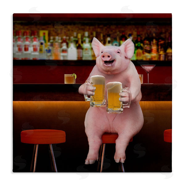 stupell industries Lund Roeser | Pig on Pub Bar Stool Wall Art