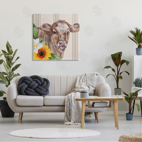 Stupell Industries Lux + Me Designs | Country Cow Floral Blooms Pattern Wall Art