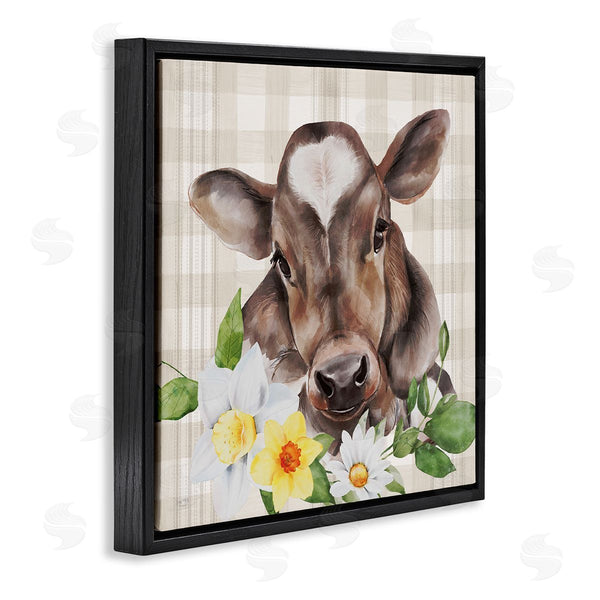 Stupell Industries Lux + Me Designs | Country Gingham Floral Cow Wall Art
