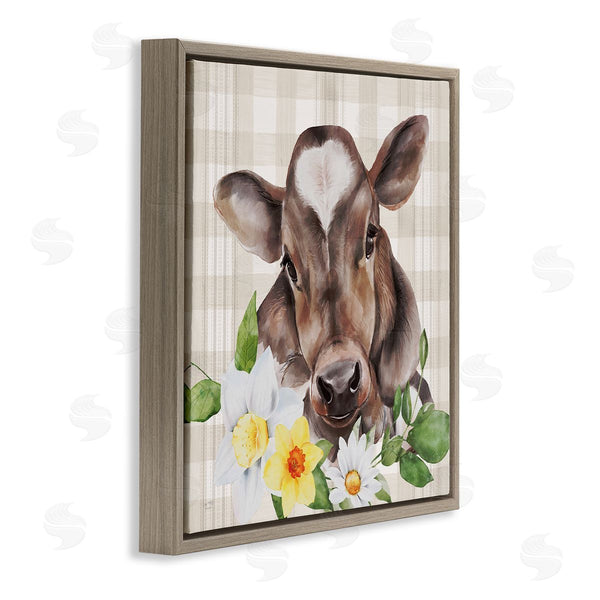 Stupell Industries Lux + Me Designs | Country Gingham Floral Cow Wall Art