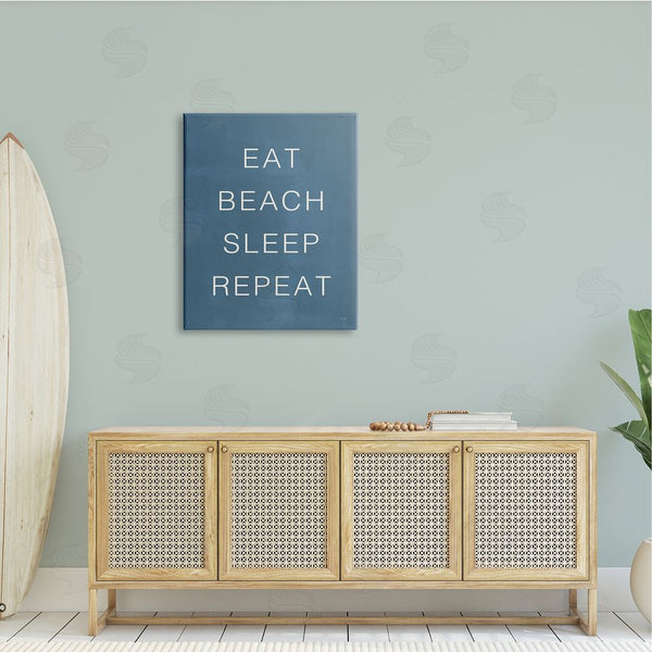 Stupell Industries Lux + Me Designs | Eat Sleep Beach Repeat Phrase Nautical Blue Wall Art