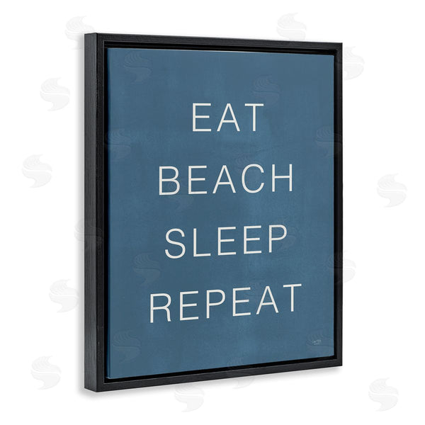Stupell Industries Lux + Me Designs | Eat Sleep Beach Repeat Phrase Nautical Blue Wall Art