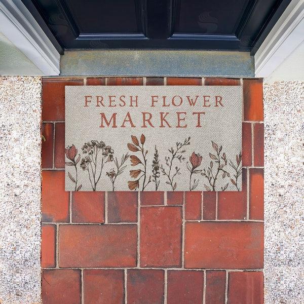 Stupell Industries Lux + Me Designs | Fresh Flower Market Blooms Faux Sisal Door Mat