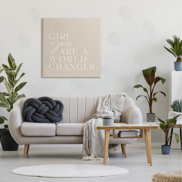Stupell Industries Lux + Me Designs | Girl You Are A World Changer Neutral Simplistic Background Wall Art