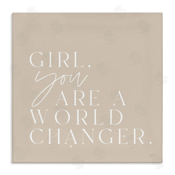 stupell industries Lux + Me Designs | Girl You Are A World Changer Neutral Simplistic Background Wall Art