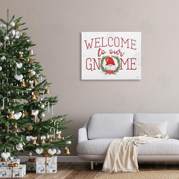 Stupell Industries Lux + Me Designs | Gnome Welcome Sign Cottage Laurel Grainy Pattern Wall Art