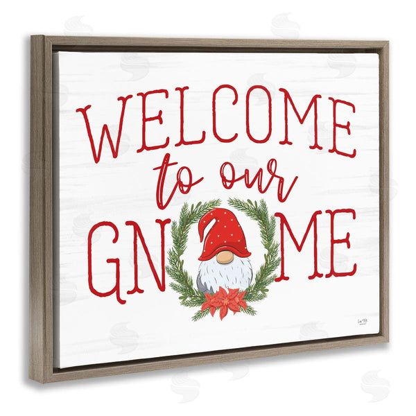 Stupell Industries Lux + Me Designs | Gnome Welcome Sign Cottage Laurel Grainy Pattern Wall Art