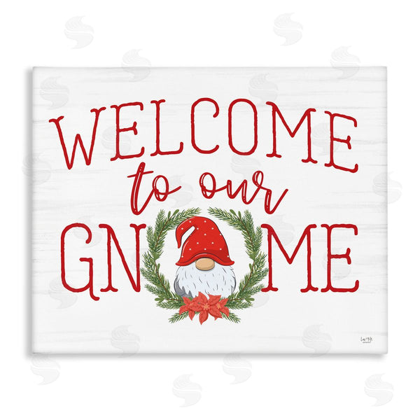 stupell industries Lux + Me Designs | Gnome Welcome Sign Cottage Laurel Grainy Pattern Wall Art