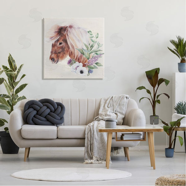 Stupell Industries Lux + Me Designs | Horse Portrait Lilac Blossom Bouquet Wall Art