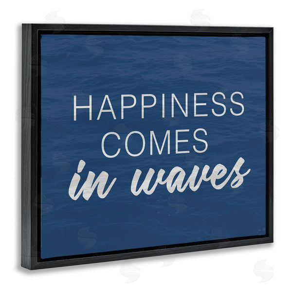 Stupell Industries Lux + Me Designs | Inspirational Happiness Comes In Waves Blue Coastal Waves Wall Art