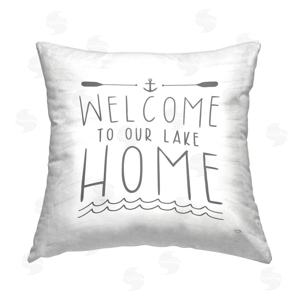 stupell industries Lux + Me Designs | Lake House Welcome Phrase Printed Throw Pillow