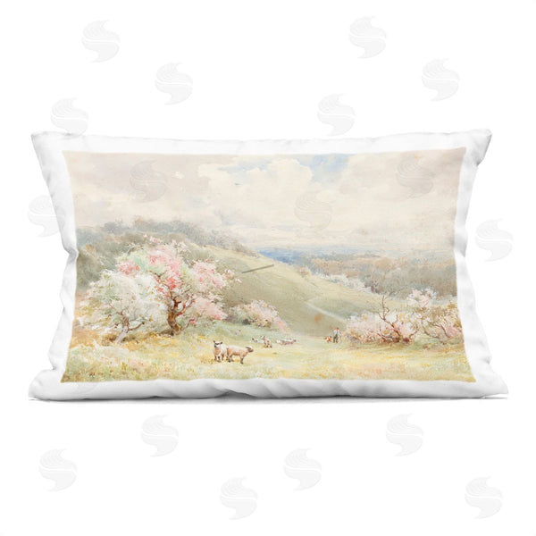 stupell industries Lux + Me Designs | Lambs Strolling Pastel Countryside Printed Throw Pillow