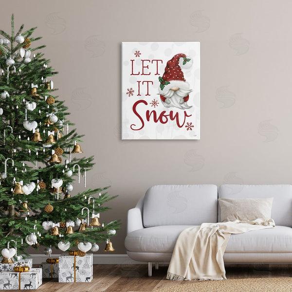 Stupell Industries Lux + Me Designs | Let It Snow Winter Sentiment Red Snowflakes Gnome Wall Art