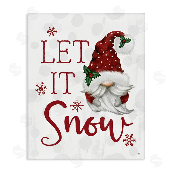 stupell industries Lux + Me Designs | Let It Snow Winter Sentiment Red Snowflakes Gnome Wall Art