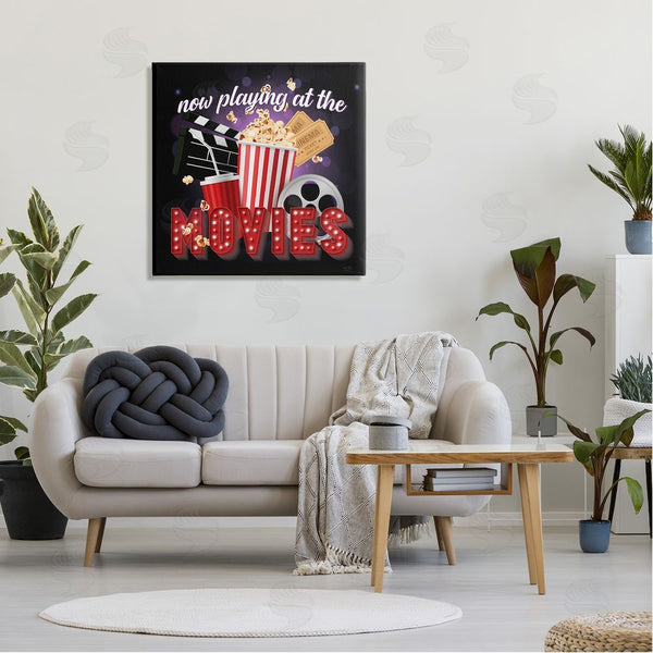 Stupell Industries Lux + Me Designs | Now Playing Movies Sign Wall Art