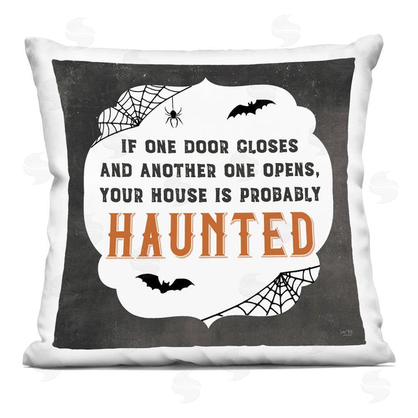 stupell industries Lux + Me Designs | One Door Closes Haunted House Printed Throw Pillow