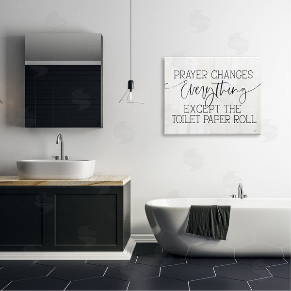 Stupell Industries Lux + Me Designs | Prayer Changes Everything Funny Religious Bathroom Quote Wall Art