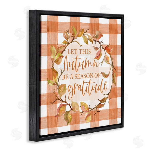 Stupell Industries Lux + Me Designs | Season Of Gratitude Autumnal Country Plaid Leaf Border Wall Art