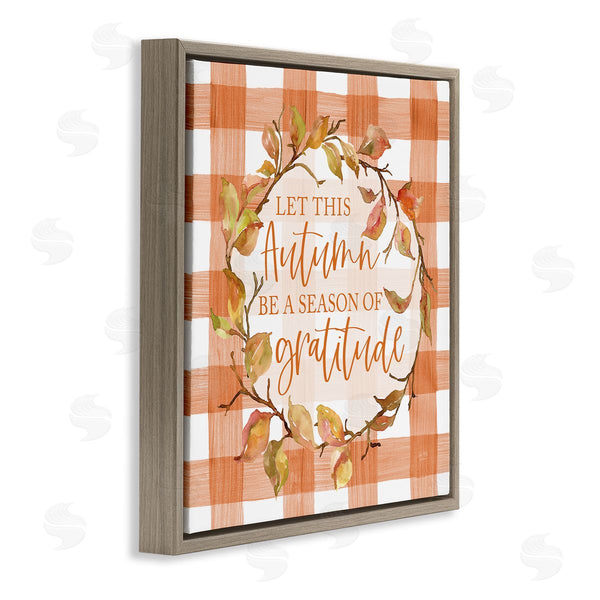 Stupell Industries Lux + Me Designs | Season Of Gratitude Autumnal Country Plaid Leaf Border Wall Art