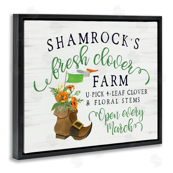 Stupell Industries Lux + Me Designs | Shamrock Clover Farm Typography Sign Grainy Pattern Wall Art