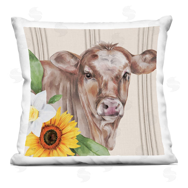 stupell industries Lux + Me Designs | Striped Country Cow Sunflowers Printed Throw Pillow