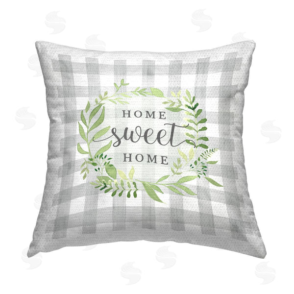 Stupell Industries Lux + Me Designs | Sweet Home Tartan Wreath Printed Throw Pillow