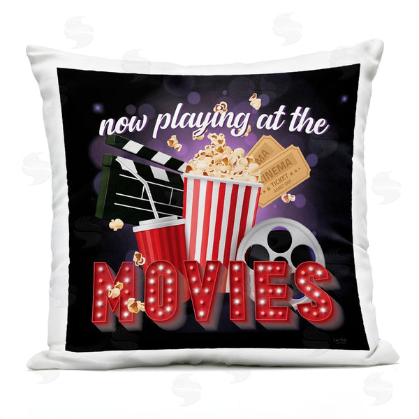 Stupell Industries Lux + Me Designs | Vintage Now Playing Movies Printed Throw Pillow